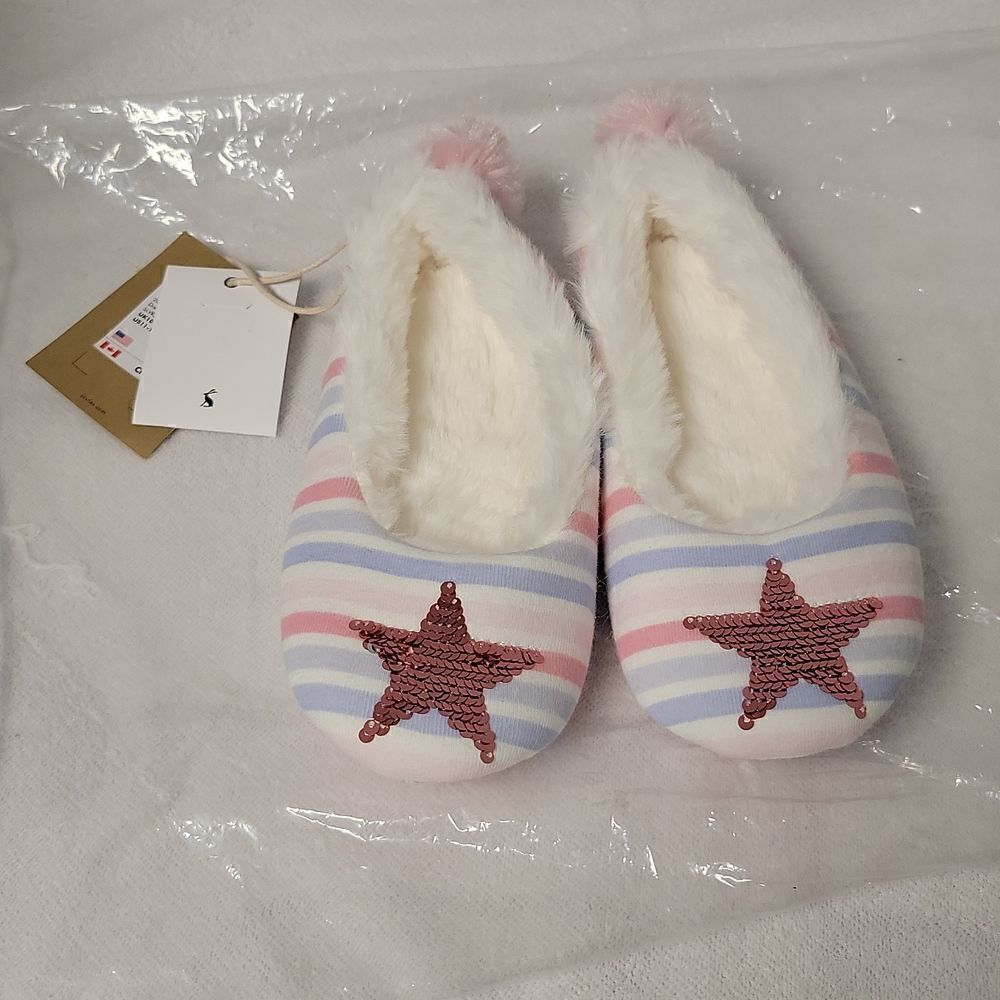 🆕 Joules Dreama Character Slvrstar Sequin Star Slippers Small 11-12